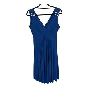Zoah Design Blue Sleeveless V-Neck Dress Size Small